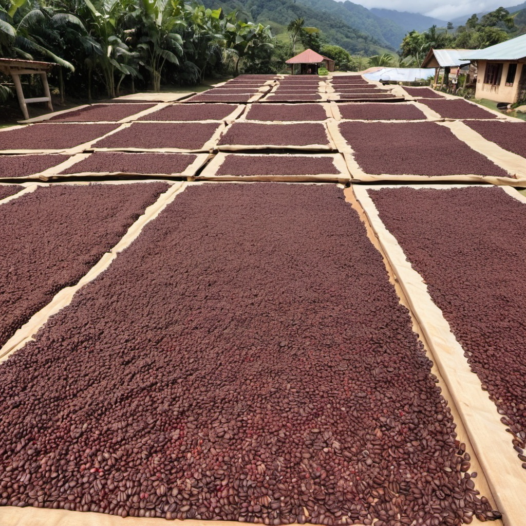 dry coffee beans using sun light